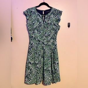 NWOT SZ 4 Banana Republic Green and Navy Paisley Dress
